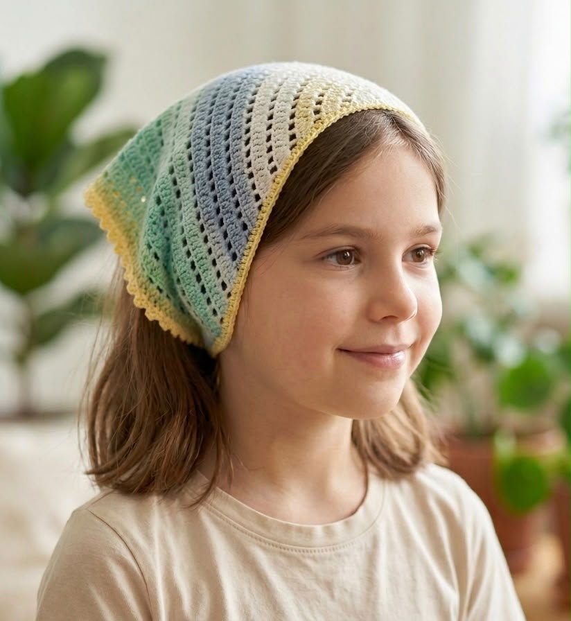 Renkli El Örgüsü Çocuk Bandana-B028