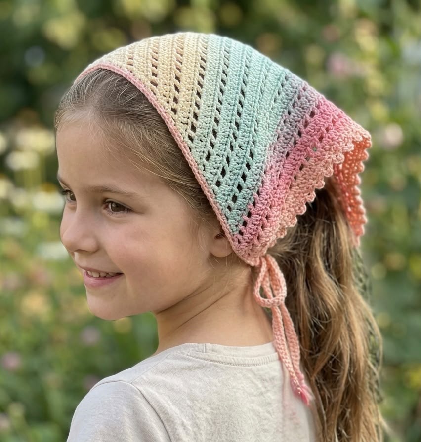 Renkli El Örgüsü Çocuk Bandana-B028
