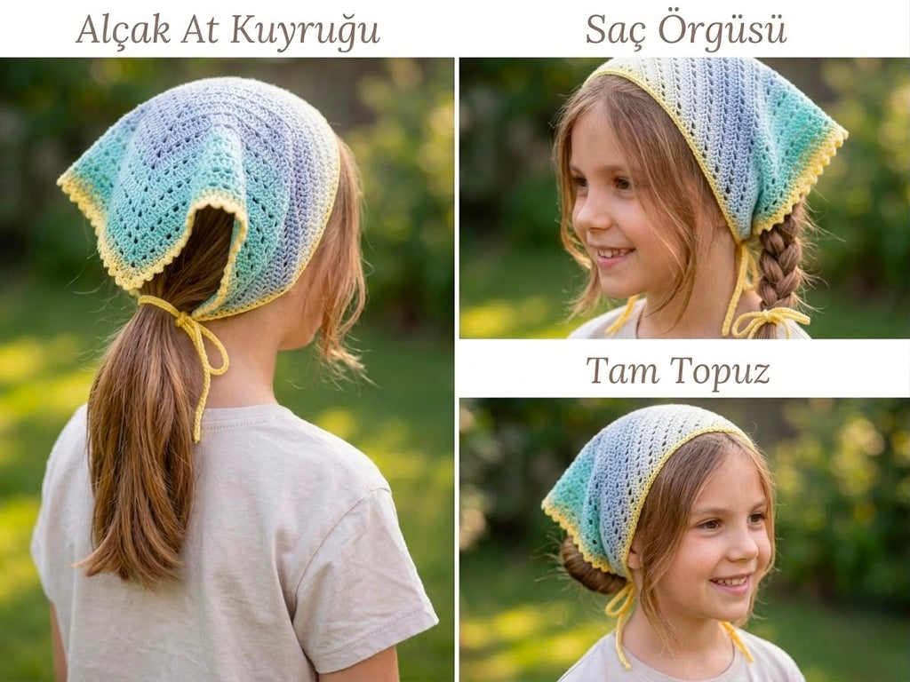 Renkli El Örgüsü Çocuk Bandana-B028