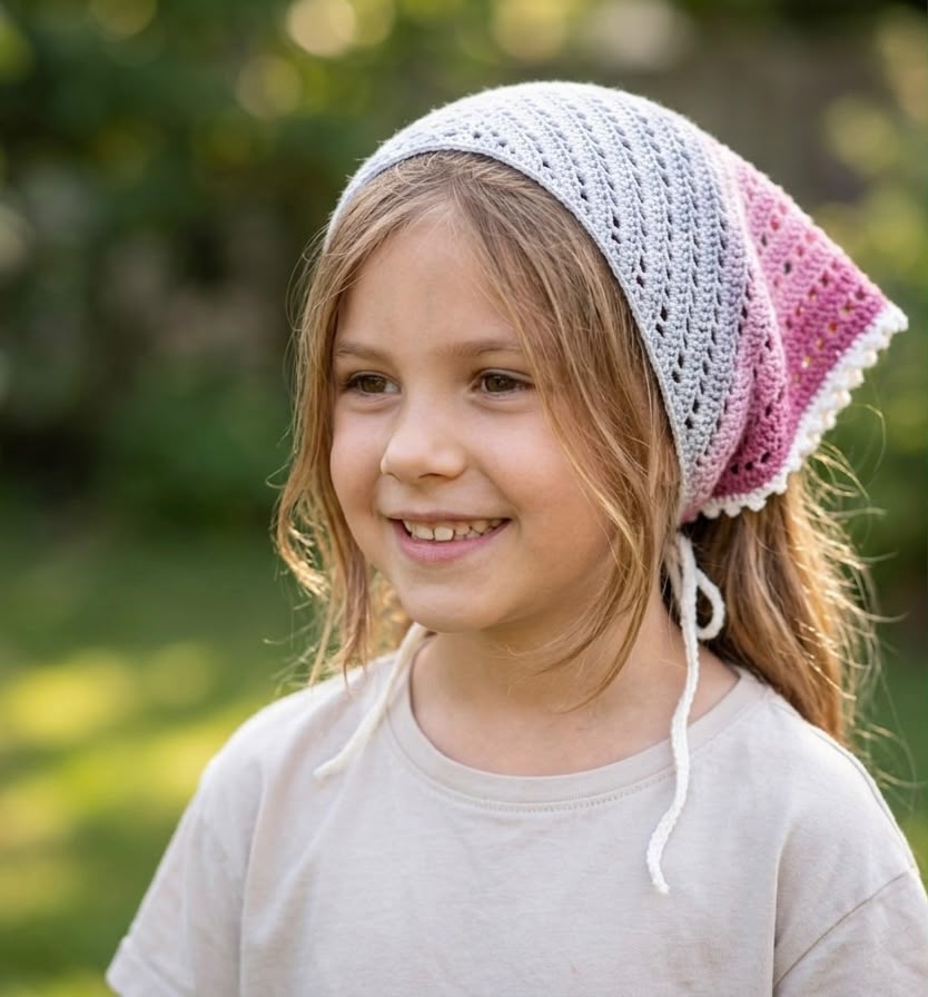 Renkli El Örgüsü Çocuk Bandana-B028
