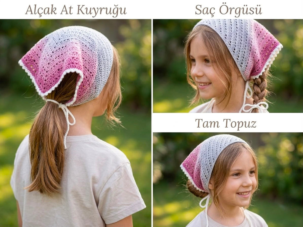 Renkli El Örgüsü Çocuk Bandana-B028