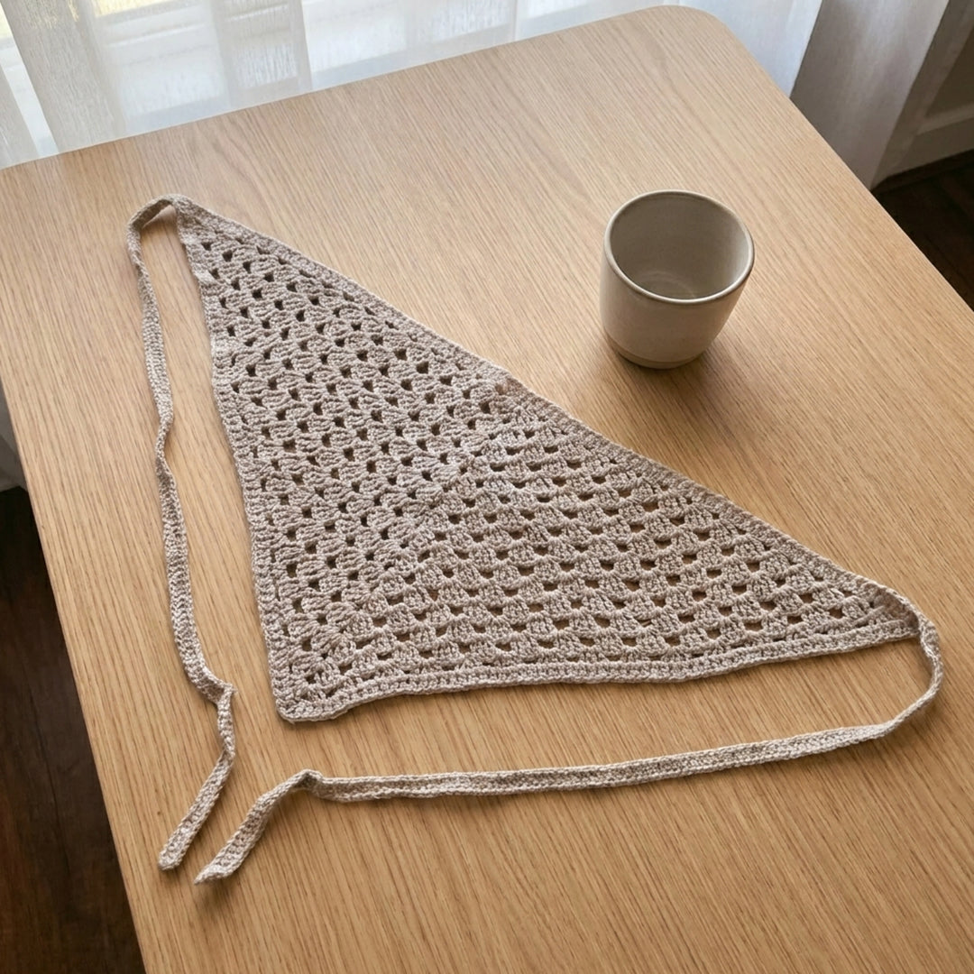 Sade Fileli El Örgüsü Bandana – Minimal Yazlık-B014