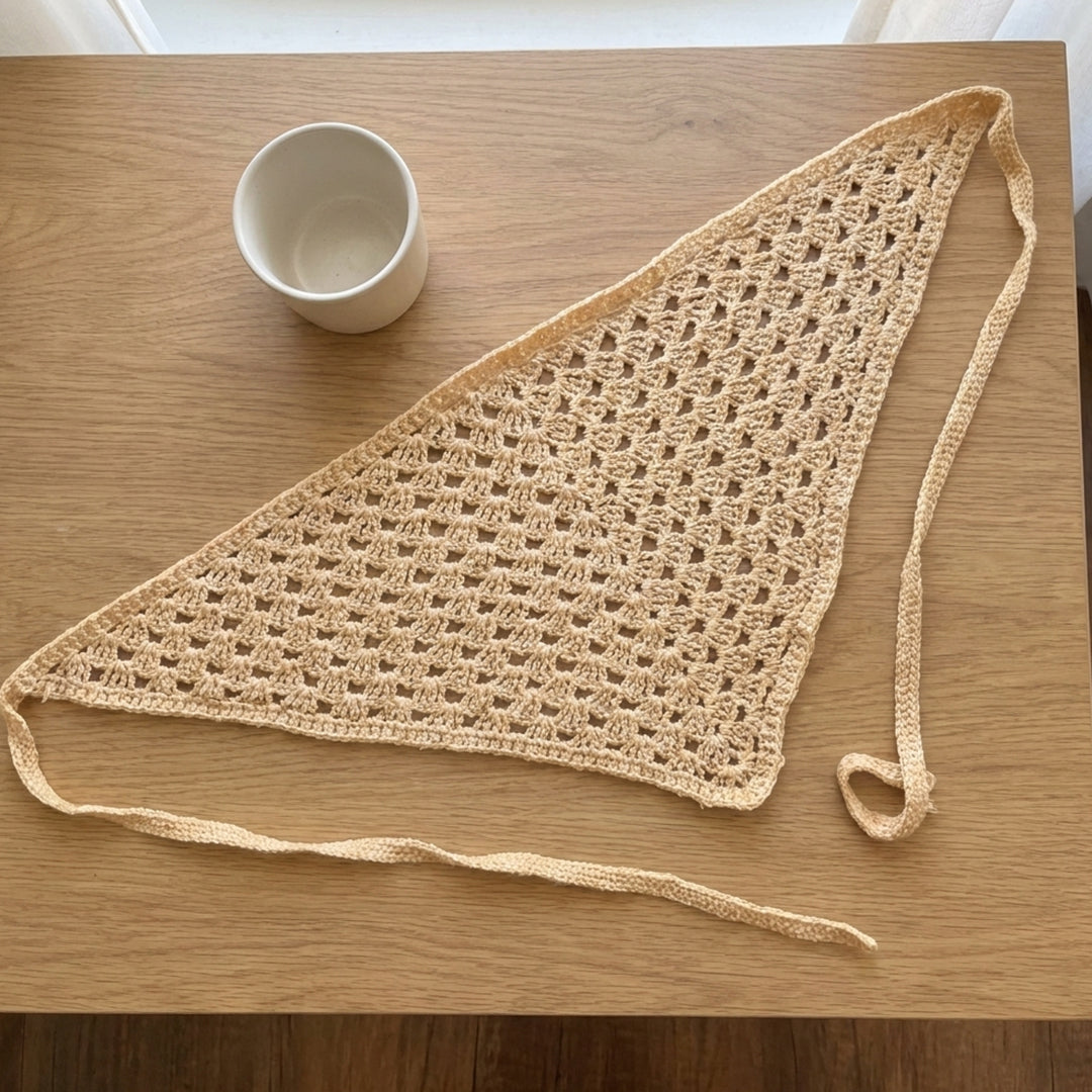 Sade Fileli El Örgüsü Bandana – Minimal Yazlık-B014