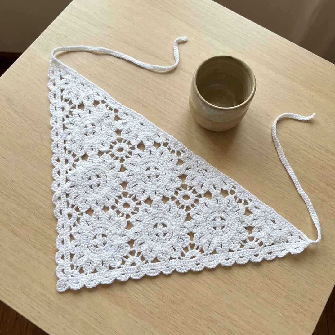 Çiçek Dantelli Örgü Bandana | Pudra Pembe ve 5 Farklı Renk-B007