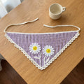 Papatya Desenli Fileli Örgü Bandana – Yazlık Saç Aksesuarı-B008