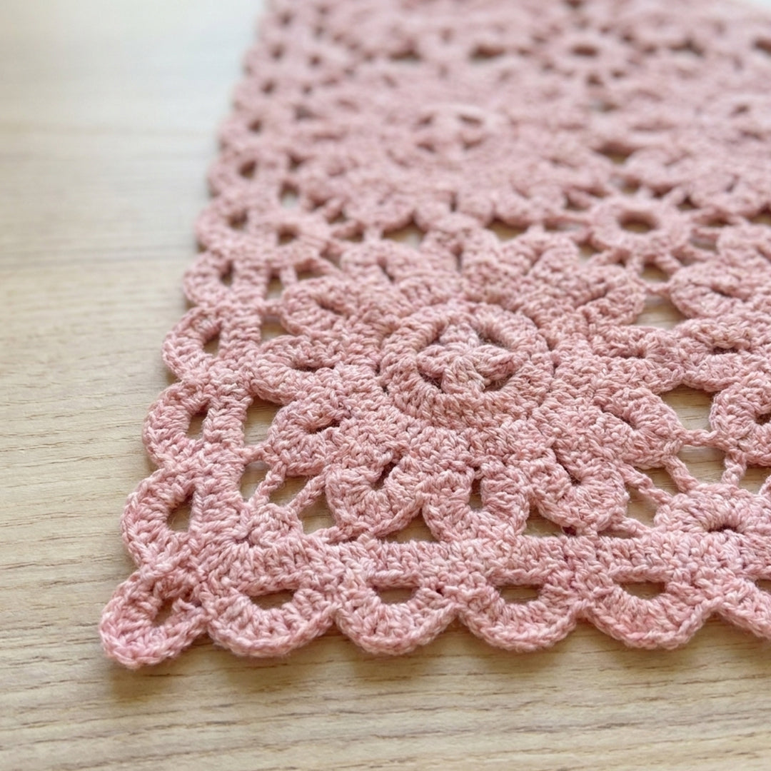 Çiçek Dantelli Örgü Bandana | Pudra Pembe ve 5 Farklı Renk