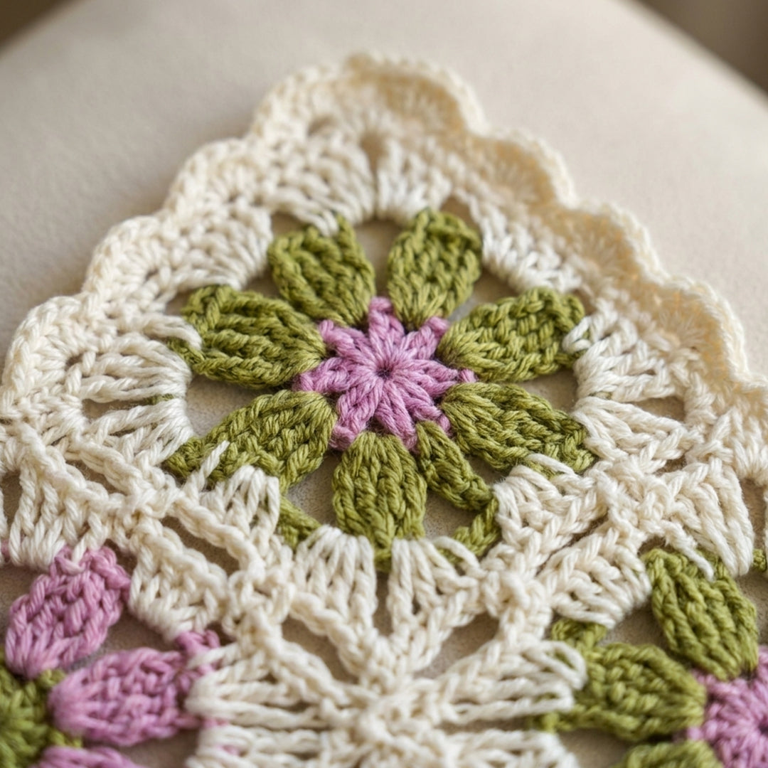Çiçek Desenli Örgü Bandana-B015