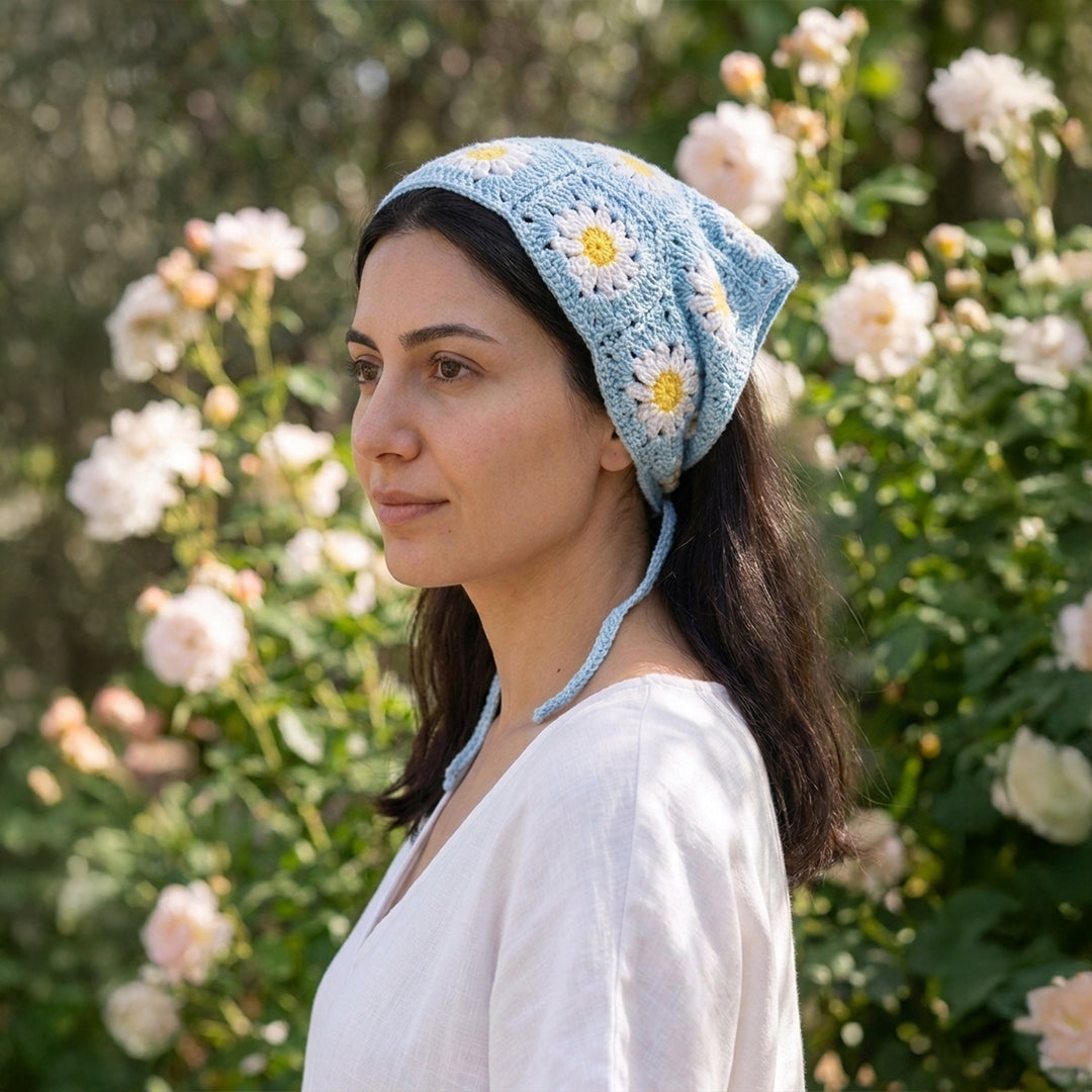 Papatya Desenli Örgüsü Bandana 7 Farklı Renk – B018
