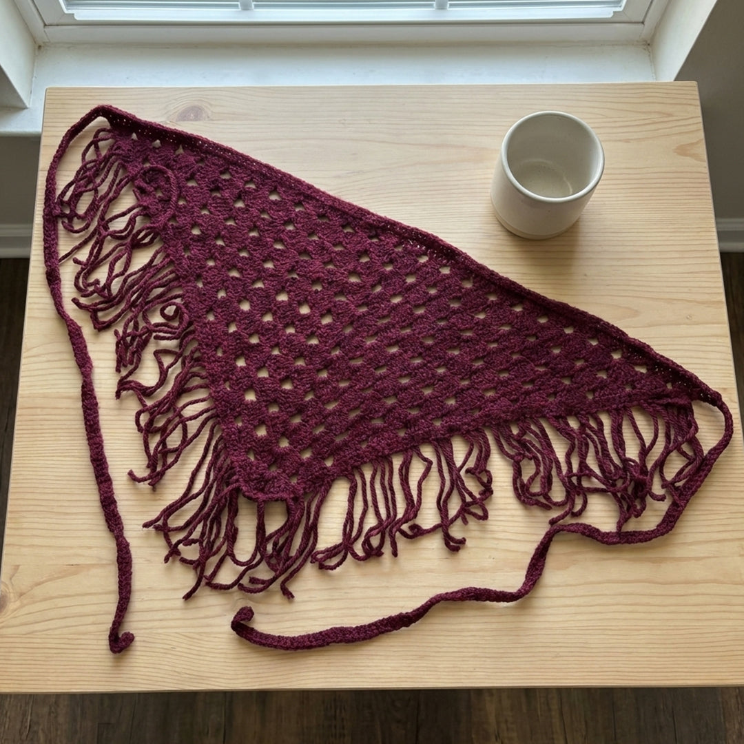 Püsküllü Fileli Örgü Bandana | Bohem Tarz