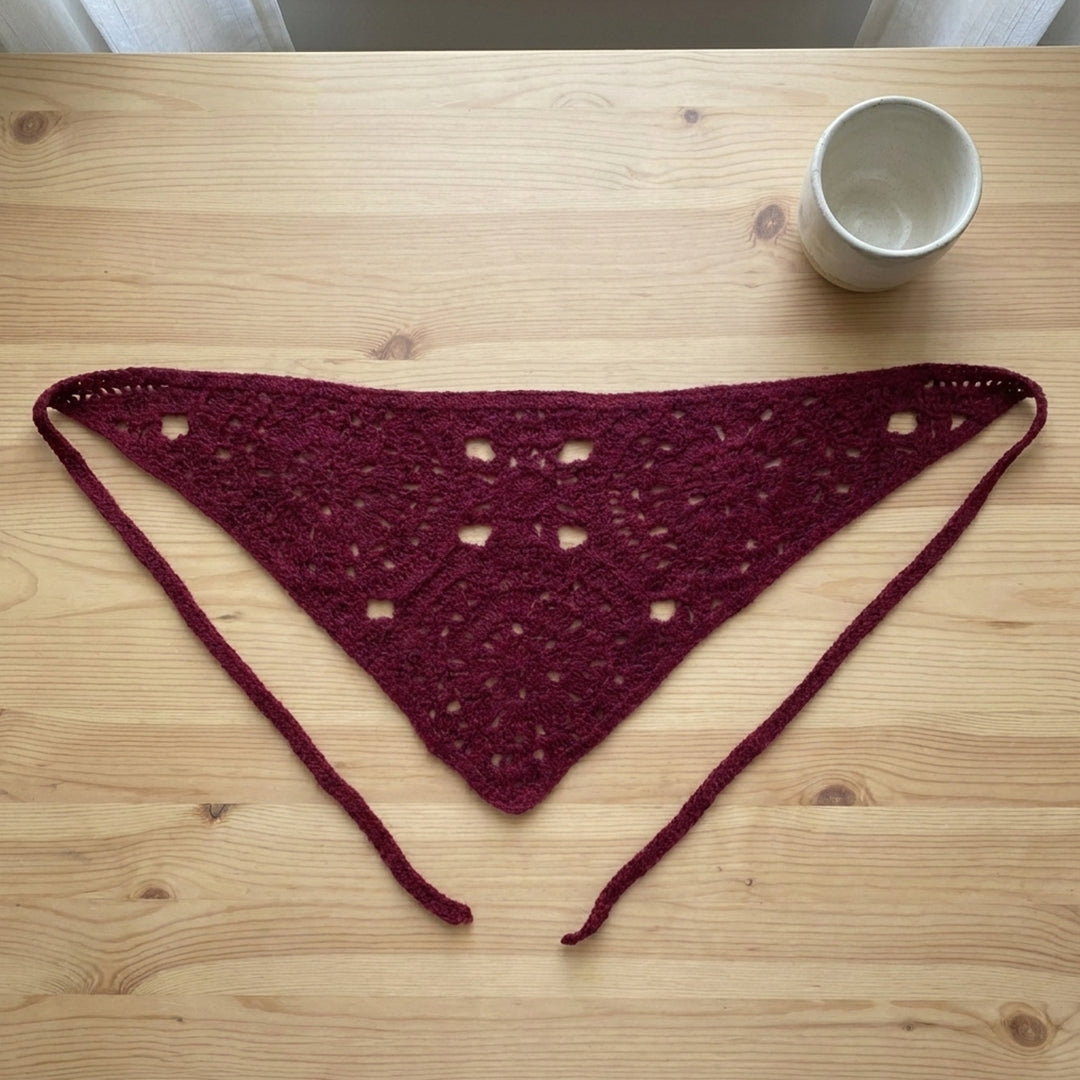 Madalyon Desenli Örgü Bandana | Geometrik Doku - B017