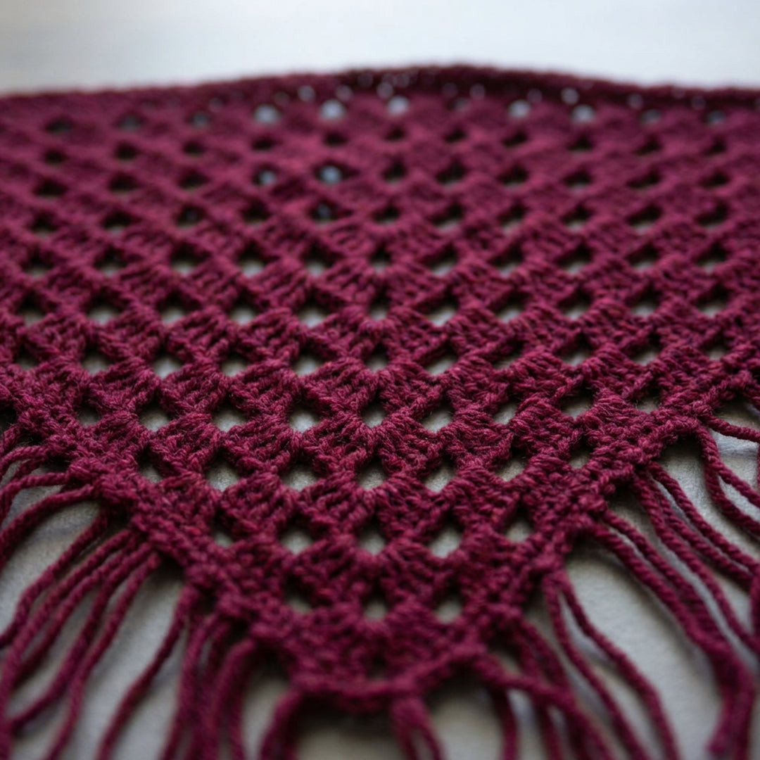 Püsküllü Fileli Örgü Bandana | Bohem Tarz