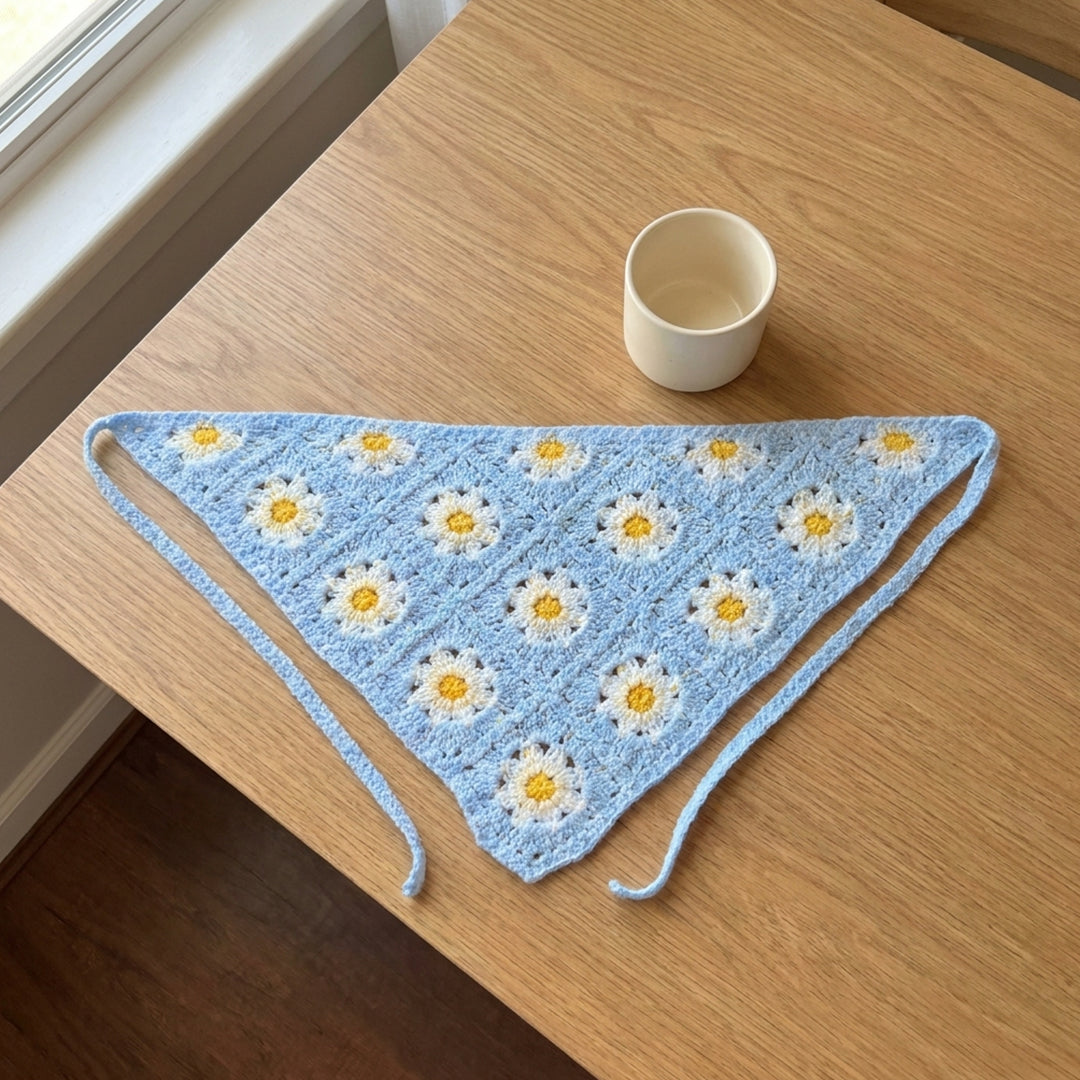 Papatya Desenli Örgü Bandana | Granny Square