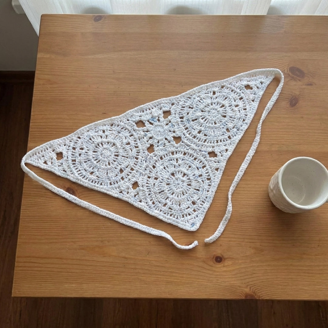 Madalyon Desenli Örgü Bandana | Geometrik Doku - B017