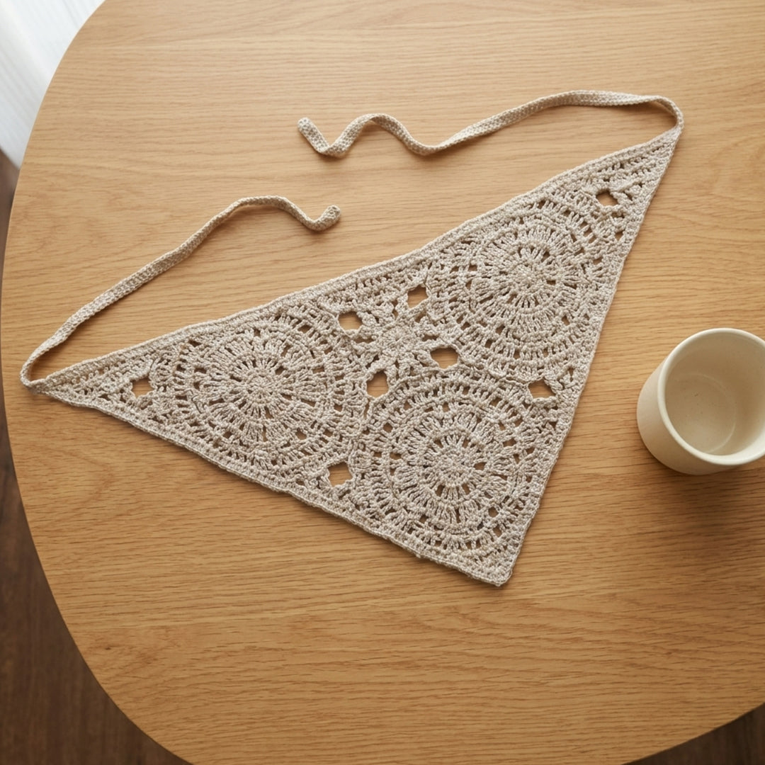 Medalyon Desenli Örgü Bandana | Geometrik Doku - B017