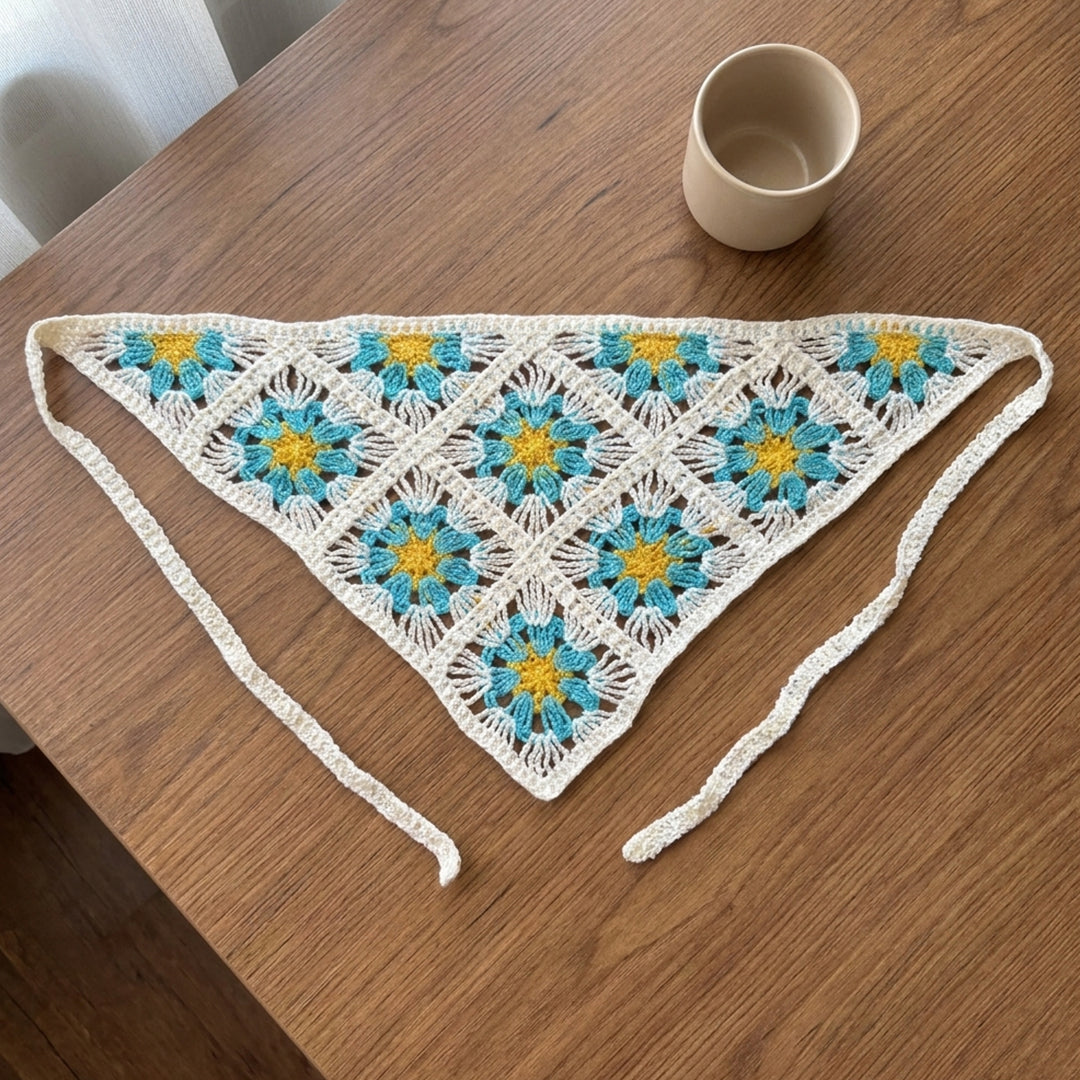 Papatya Desenli Örgüsü Bandana 7 Farklı Renk – B018