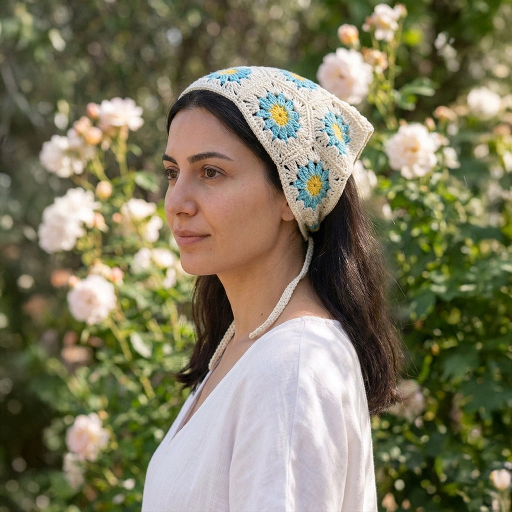 Papatya Desenli Örgüsü Bandana 7 Farklı Renk – B018