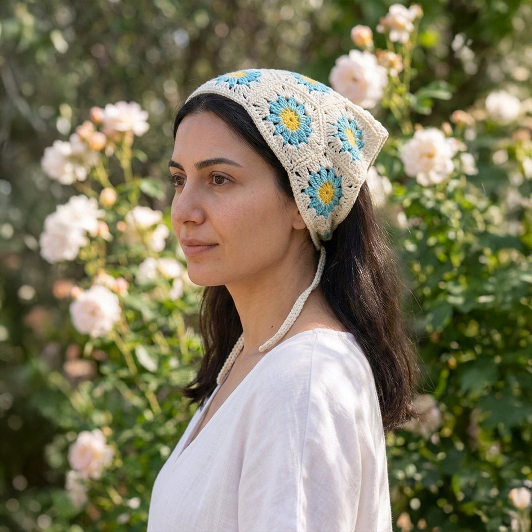 Papatya Desenli Örgüsü Bandana 7 Farklı Renk – B018