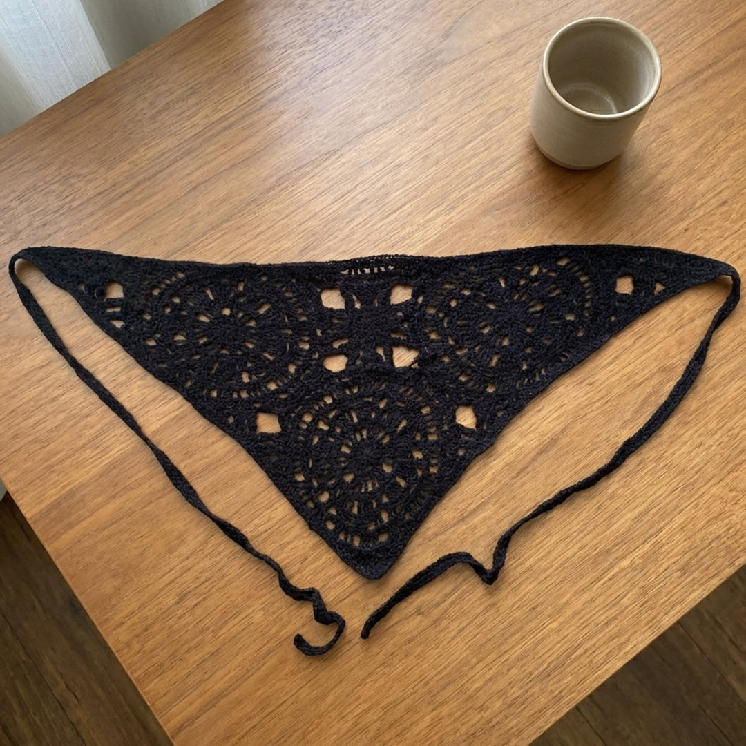 Madalyon Desenli Örgü Bandana | Geometrik Doku - B017