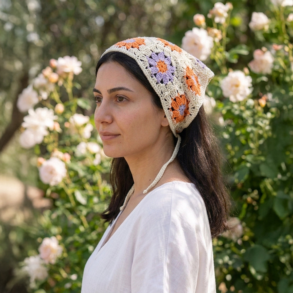 Papatya Desenli Örgüsü Bandana 7 Farklı Renk – B018