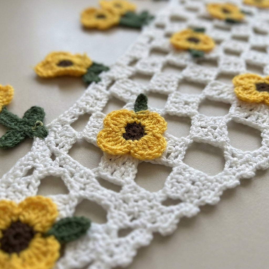 Çiçekli Saçaklı Örgü Bandana