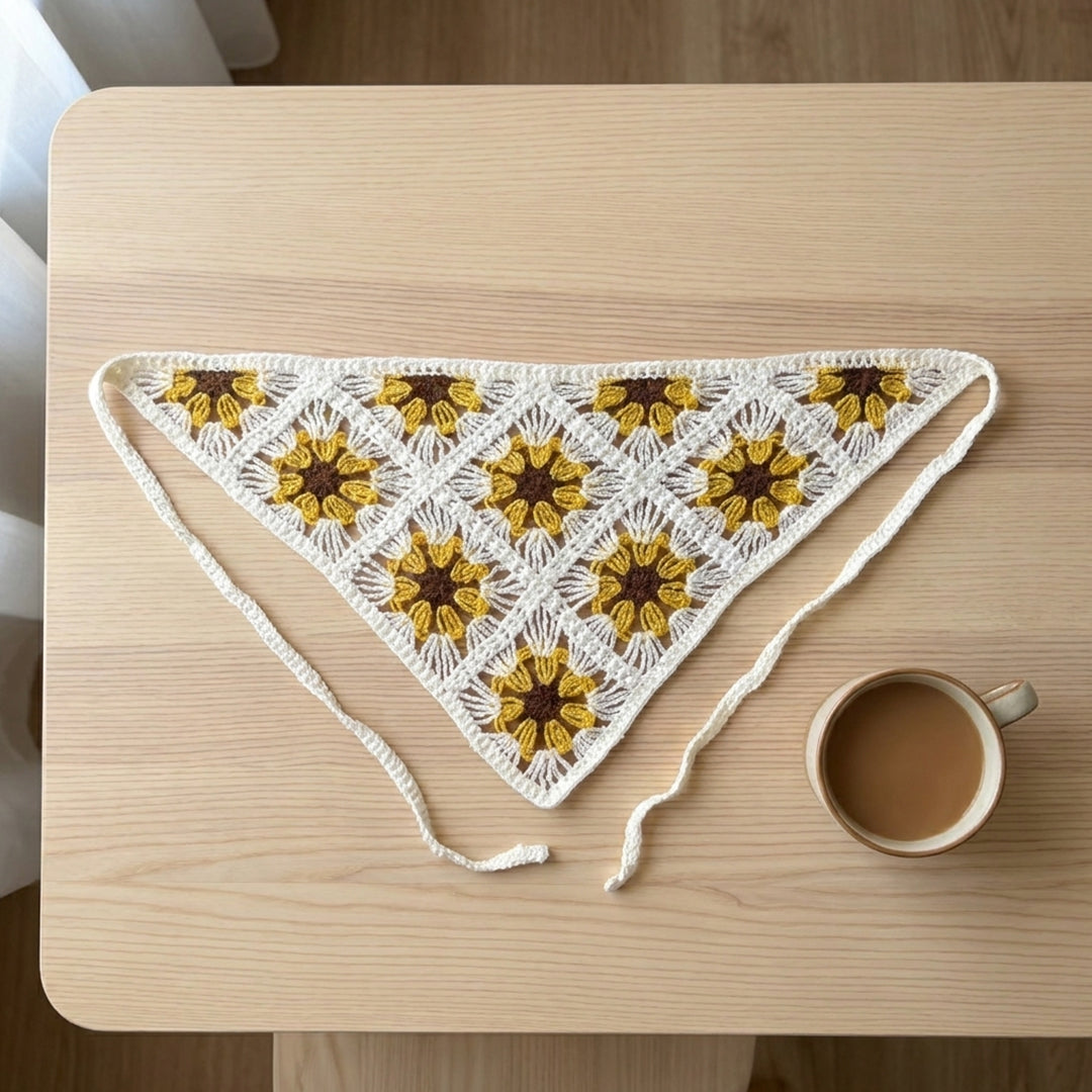 Papatya Desenli Örgüsü Bandana 7 Farklı Renk – B018
