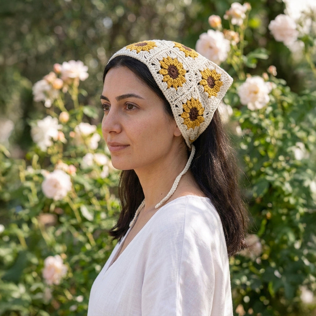 Papatya Desenli Örgüsü Bandana 7 Farklı Renk – B018