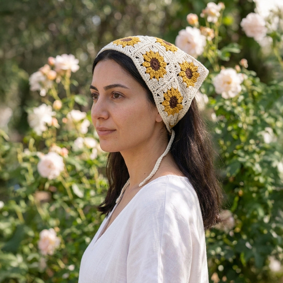 Papatya Desenli Örgüsü Bandana 7 Farklı Renk – B018