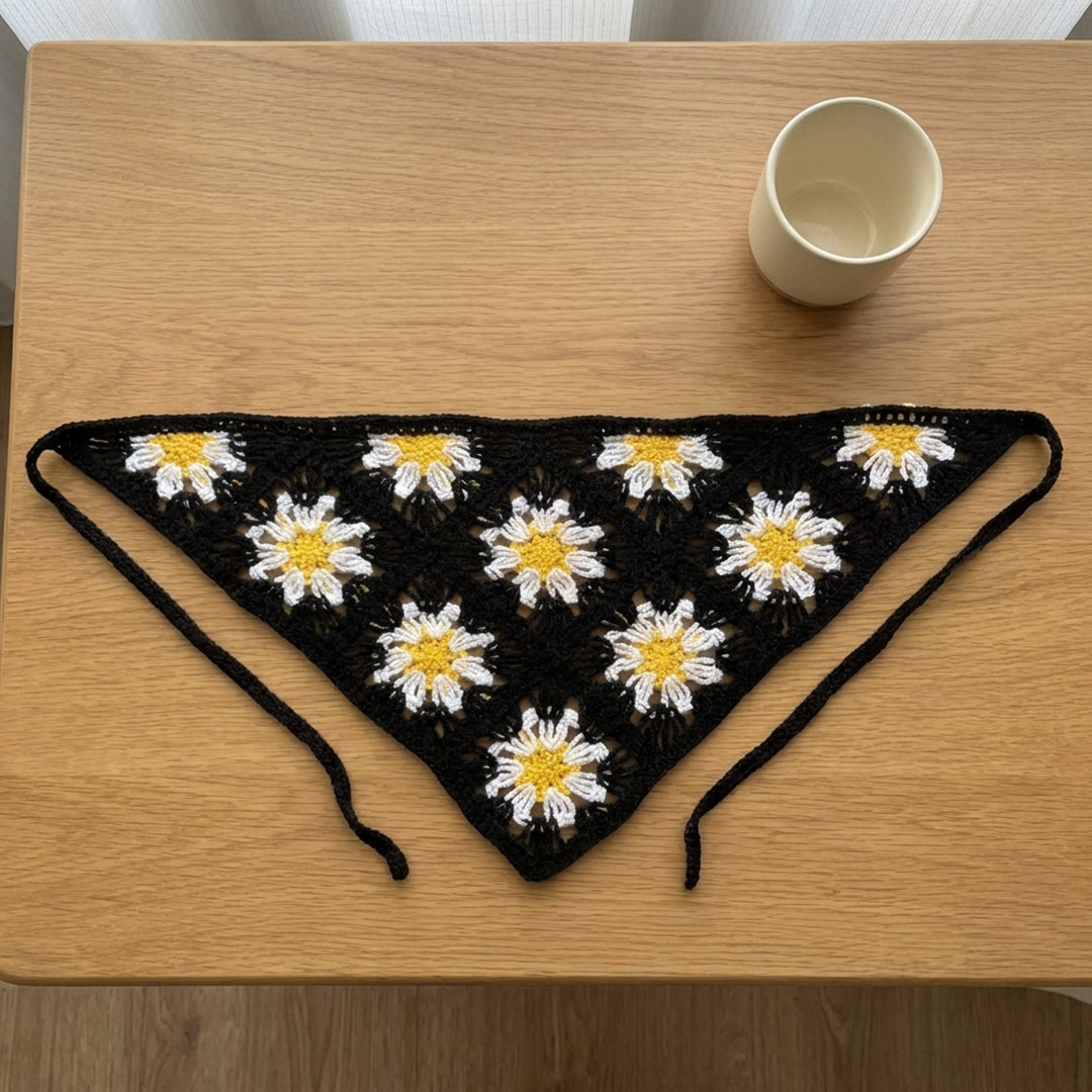 Papatya Desenli Örgüsü Bandana 7 Farklı Renk – B018