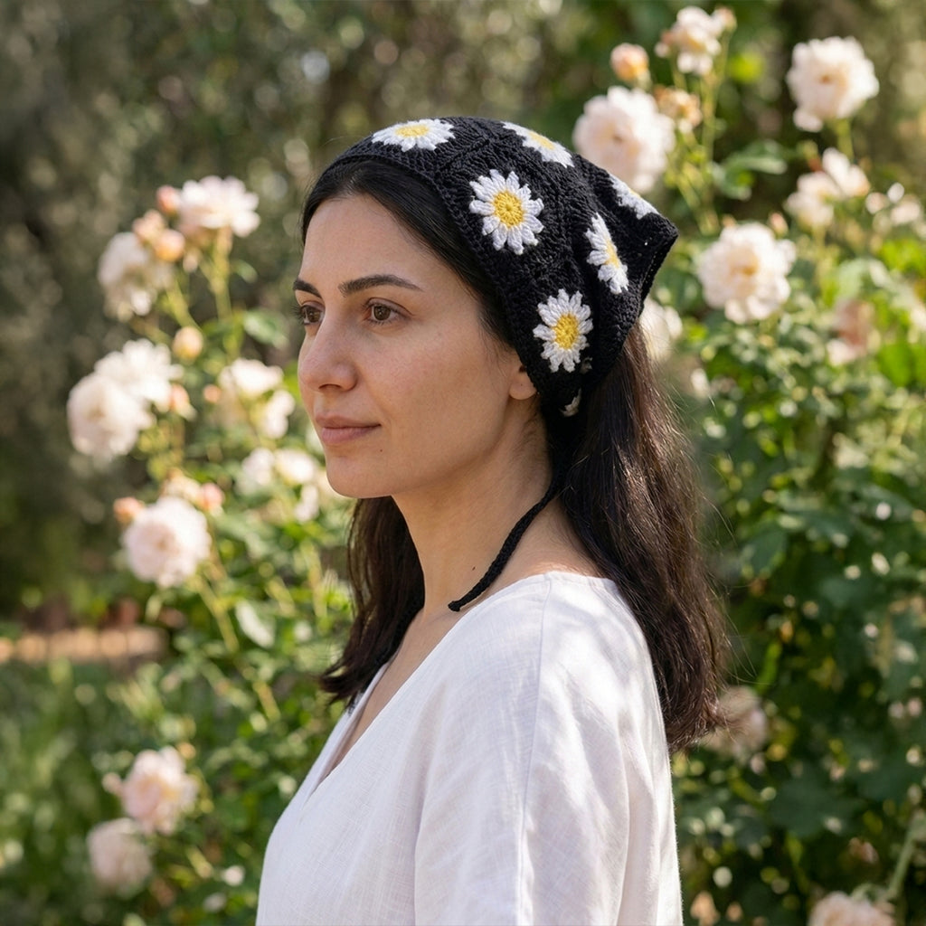 Papatya Desenli Örgüsü Bandana 7 Farklı Renk – B018
