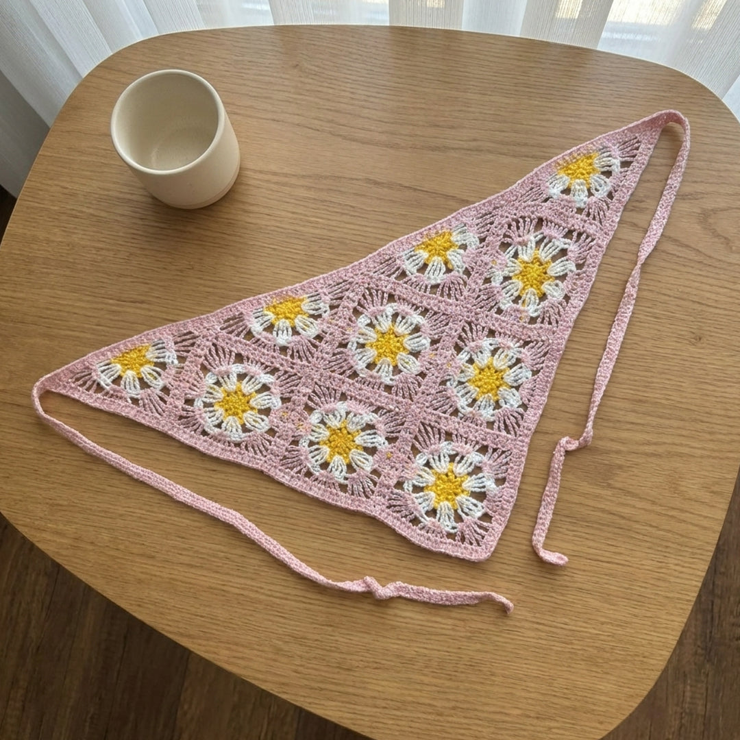 Papatya Desenli Örgüsü Bandana 7 Farklı Renk – B018