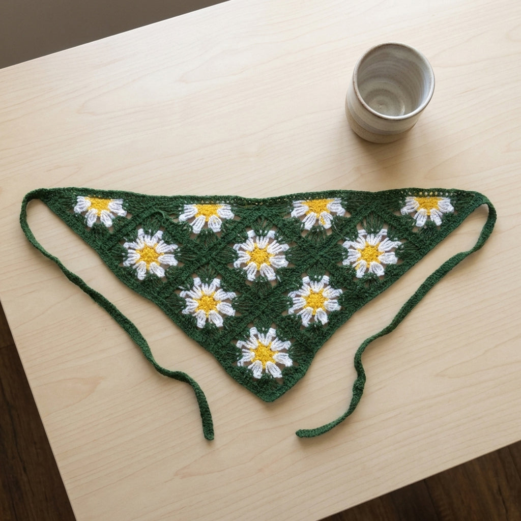 Papatya Desenli Örgüsü Bandana 7 Farklı Renk – B018