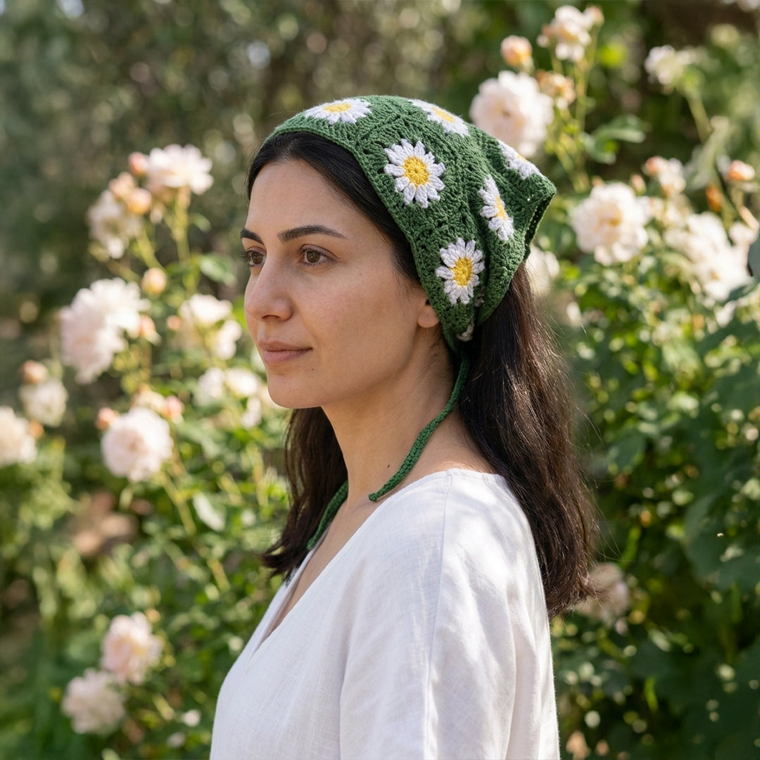 Papatya Desenli Örgüsü Bandana 7 Farklı Renk – B018