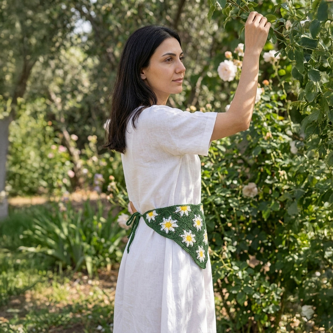 Papatya Desenli Örgüsü Bandana 7 Farklı Renk – B018