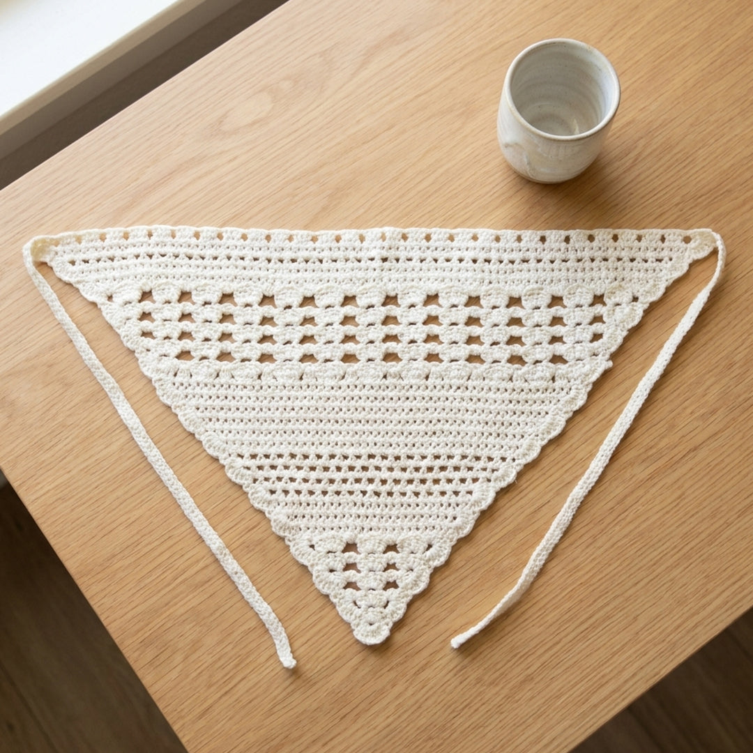 Minimal Dokulu El Örgüsü Bandana-B003