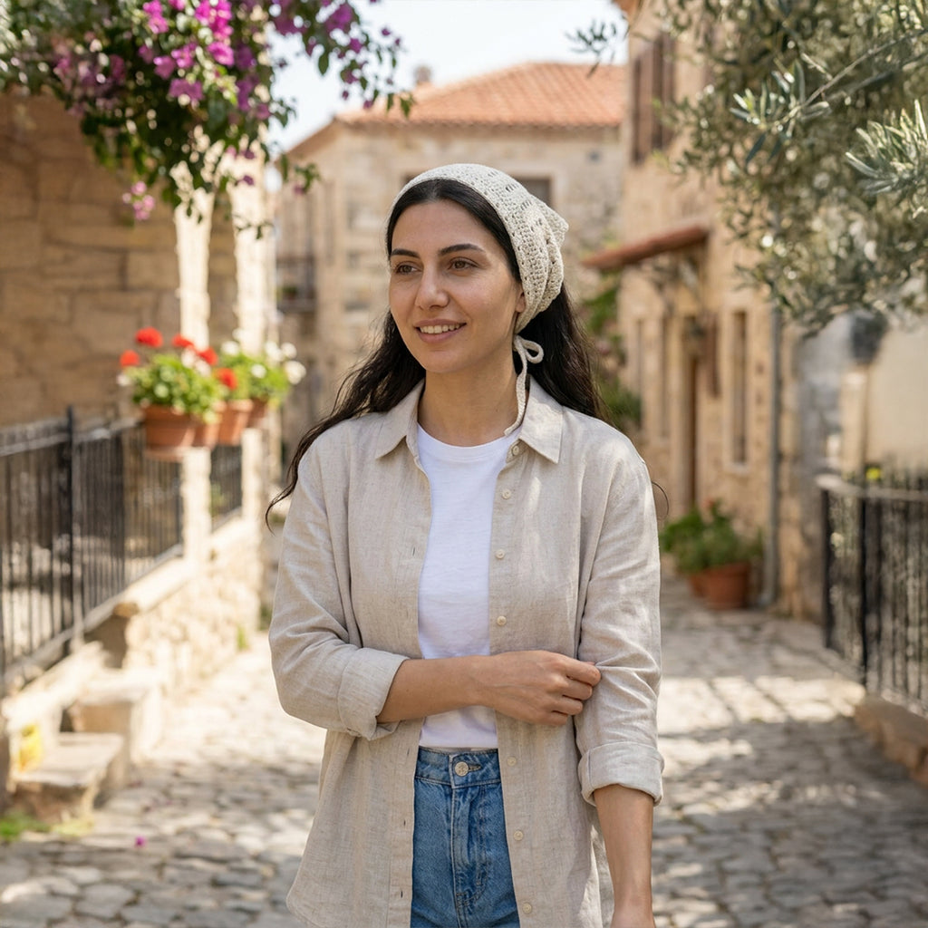 Sade Fileli El Örgüsü Bandana – Minimal Yazlık