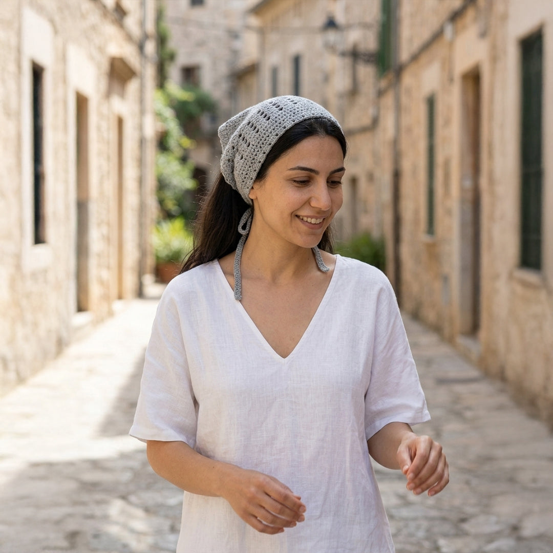 Minimal Dokulu El Örgüsü Bandana