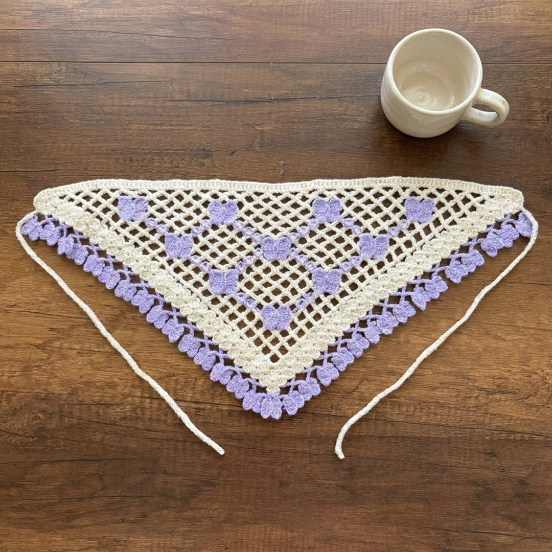 Kelebek Fileli El Örgüsü Bandana – Yazlık Saç Aksesuarı-B004