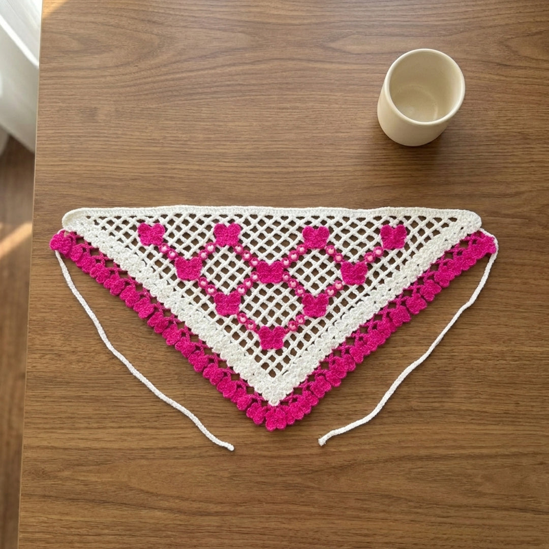 Kelebek Fileli El Örgüsü Bandana – Yazlık Saç Aksesuarı-B004